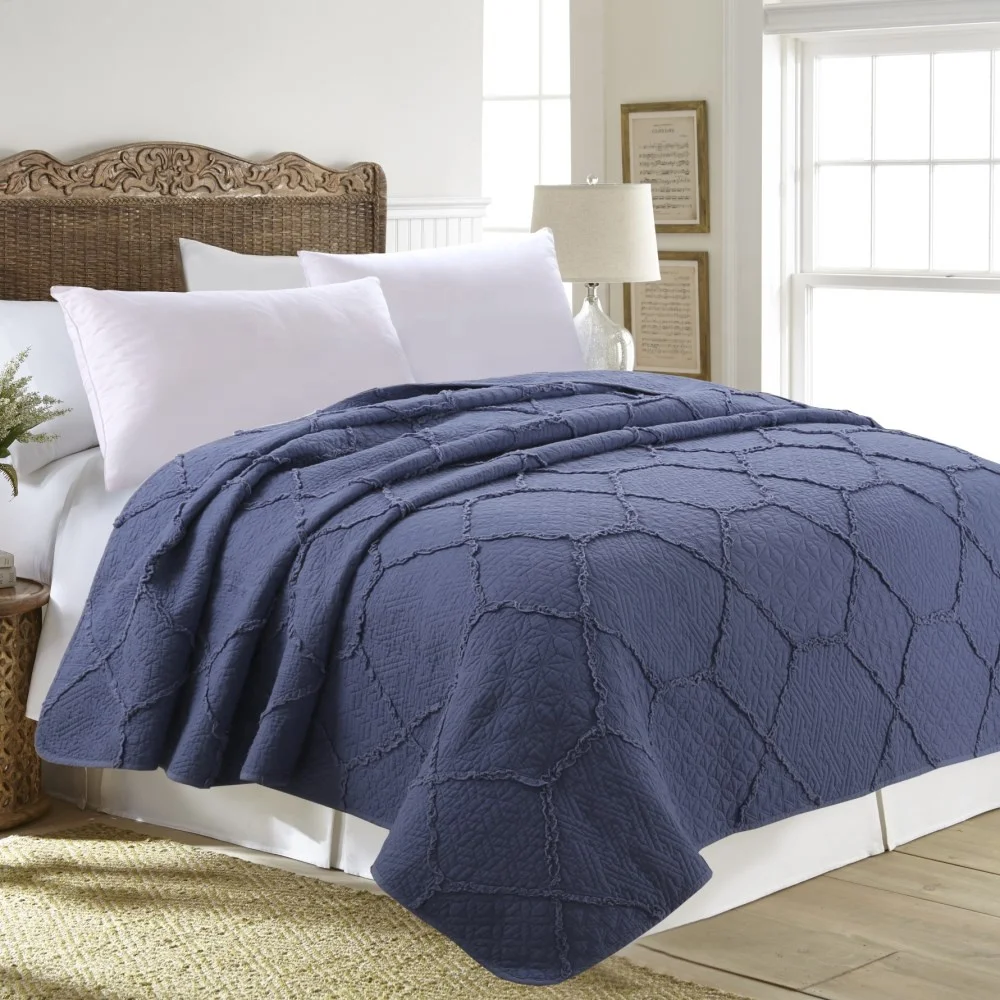 Plaid Geometric Pattern Cotton Bedspread Blanket Quilt