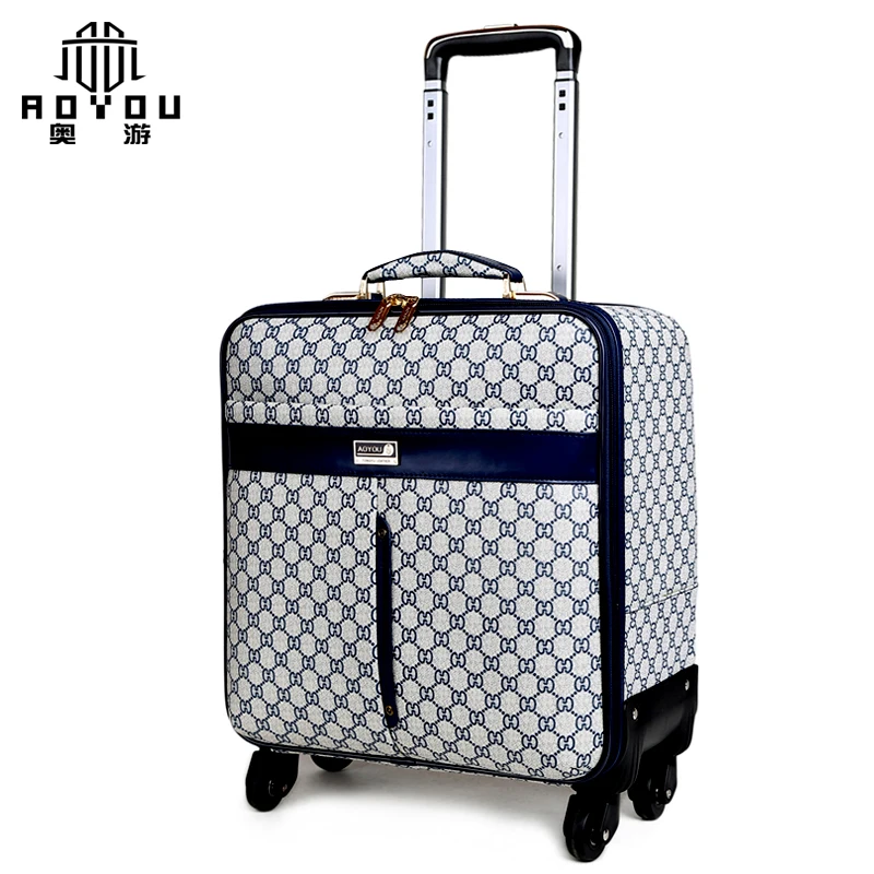 3pcs 16/20/24 inch women pu leather brown Suitcase Rolling Luggage Tote Bag Set