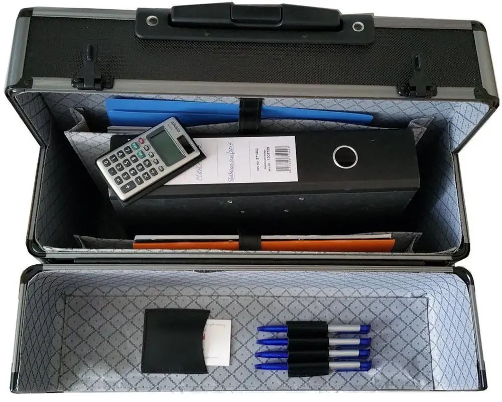 
New Aluminium Black Pilot Case Wheeled Briefcase Carry Case Travel Work Business 