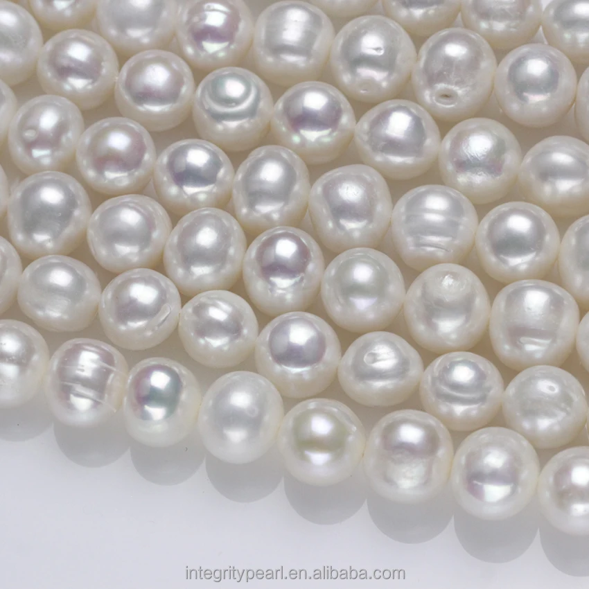 10 мм Оптовая Продажа свежей воды perlas возле круглого большого размера с большими отверстиями, кулоны А-натуральным жемчугом ожерелье из пресноводного культивированного по оптовым ценам строка strand бусины