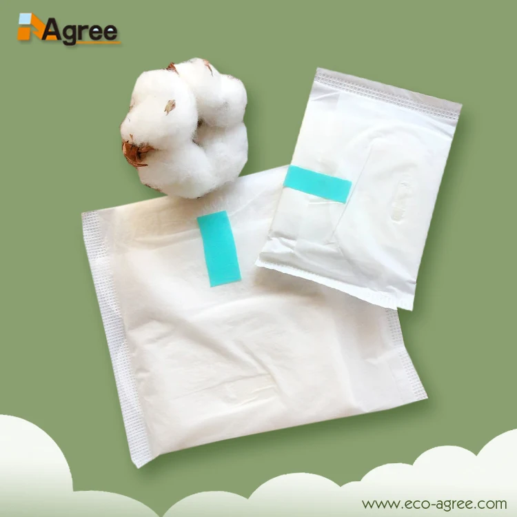 002SN 100% Biodegradable Wholesale Organic Natural Cotton Sanitary Pad in Private Label