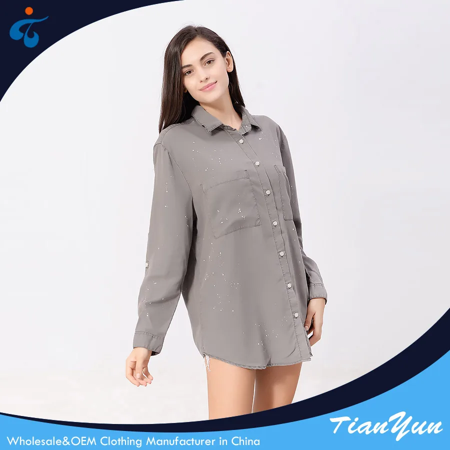 Wholesale top quality professional garment dyed lyocell blouse latest designs