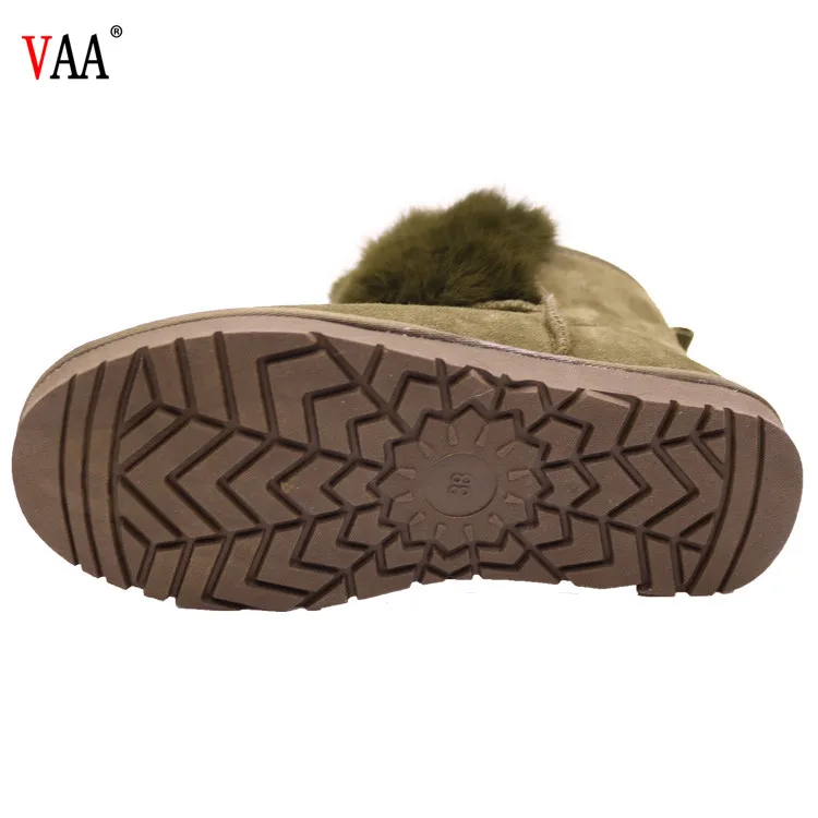 AN-CF-58 High Discount Genuine Leather Sheepskin Lined Rabbit Fur Outside Antiskid Rubber Sole Winter Snow Women Fashion Boots