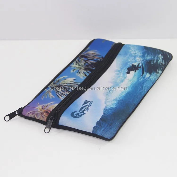Stationary Custom Sublimation Pattern Print Large Capacity Pencil Cases with Two Pocket Neoprene Pen/Pencil Holders