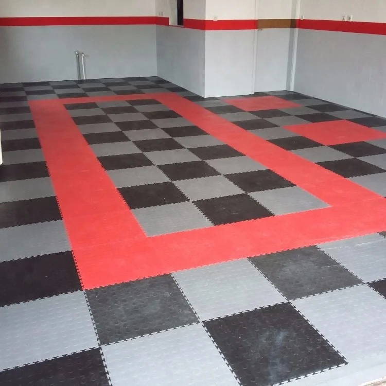PVC Vinyl Plastic Garage Interlocking Floor Tile Mat, Interlocking Garage Tile Flooring