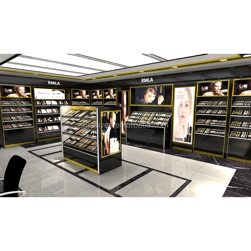 Wooden Floor Professional MAC Makeup Stand Cosmetics Display Unit