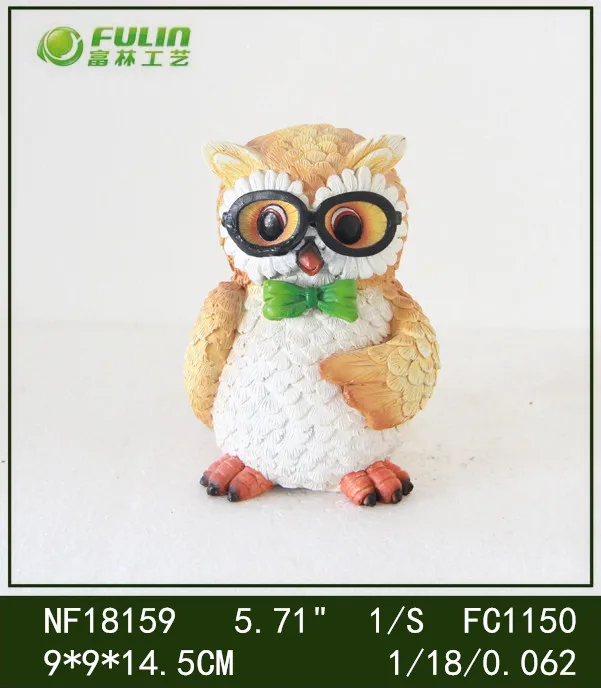 outdoor animated owl funny animal figurines polyresin for garden decoration