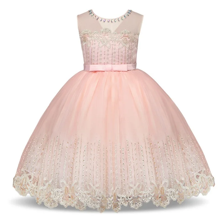 hot sale 2019 new style Wedding Party Evening Princess kids flower baby girl dress for girl 2-10 year