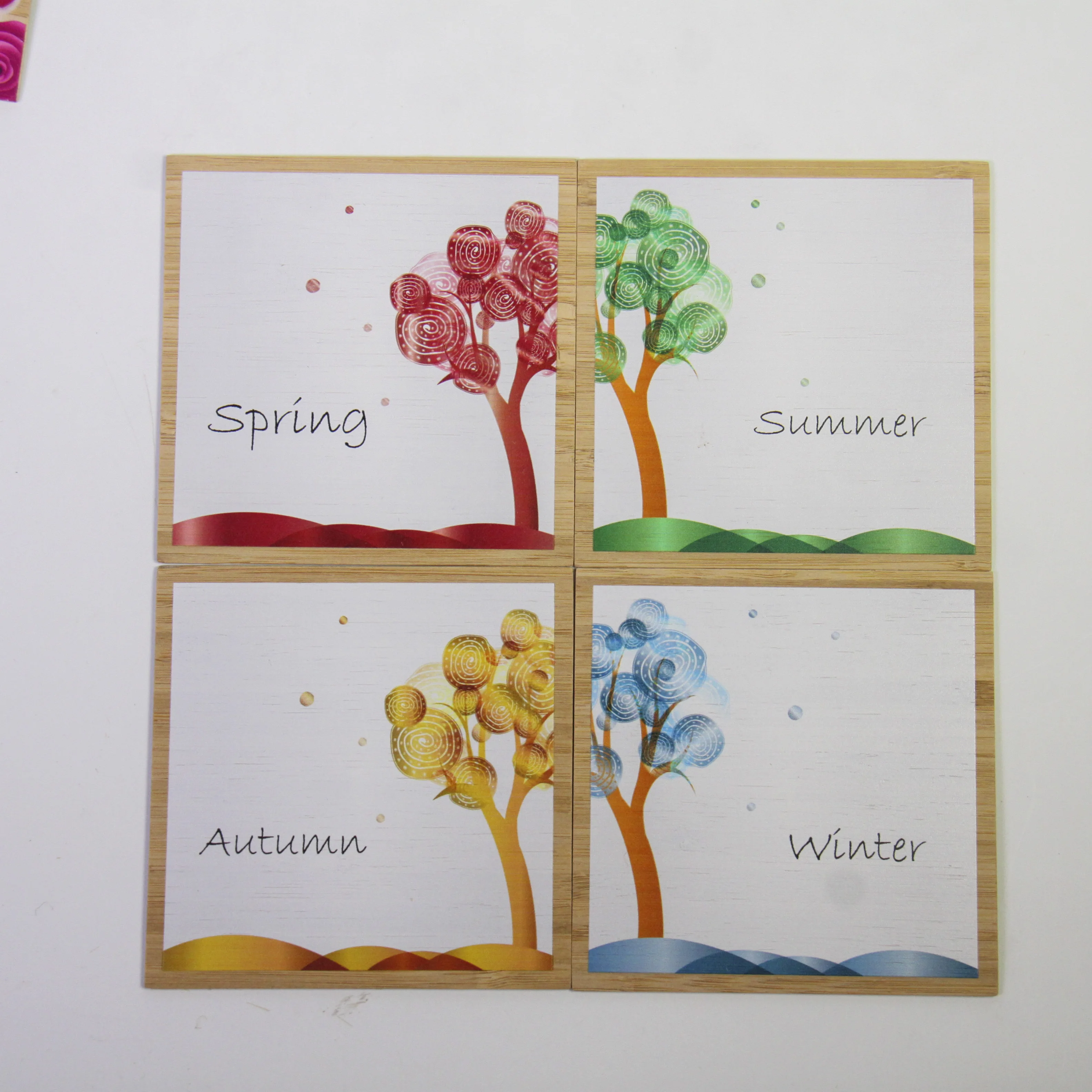 low MOQ wood bamboo Christmas card