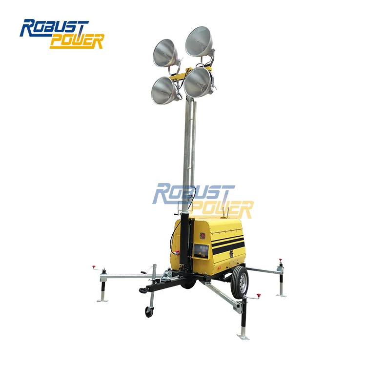 12Kw Winch Manual Light Tower Diesel Generator Mobile Lighting Plant