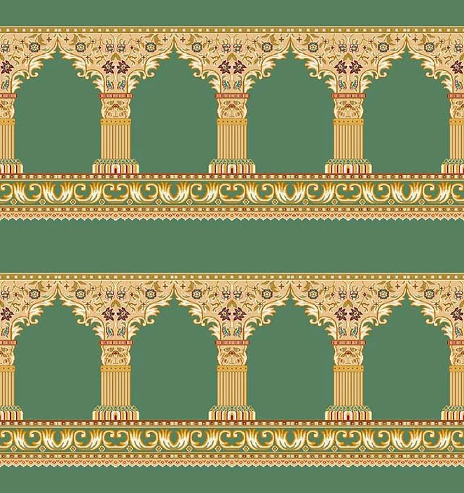 
Muslim mosque Prayer Carpet customized patterns 4*25 m roll carpets with Action backing carpet for mosque 