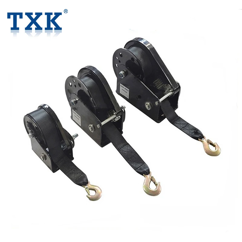China supplier 1200LBS stainless steel braked portable hand winch with strap