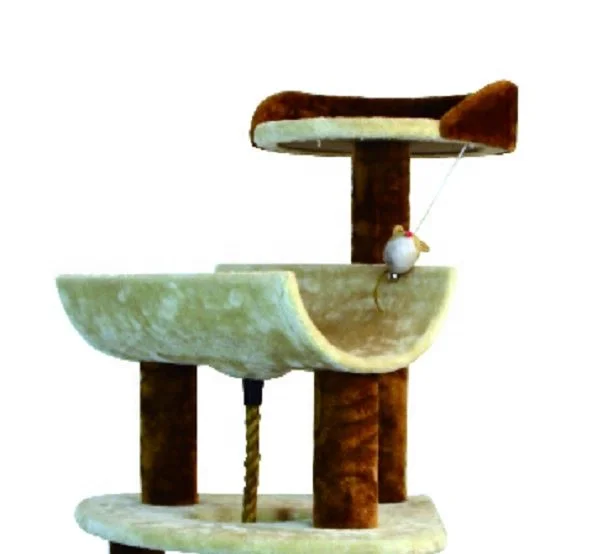 Luxury House Furniture BSCI Beige Color Cat Scratcher Tree Post With Rope And Hole