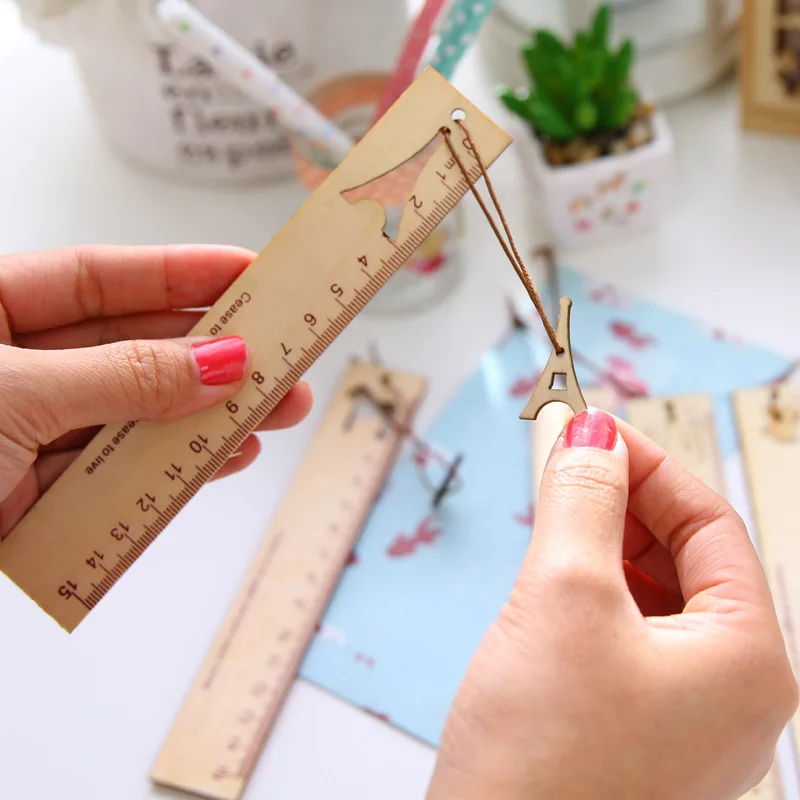 
Factory price fashion design ruler DIY drawing 15 cm wooden ruler 