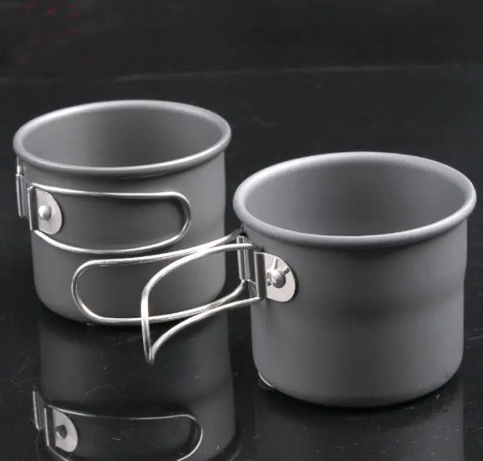 150 мл наружная жесткая черная алюминиевая кружка с ручками-бабочками складная в анодированном черном