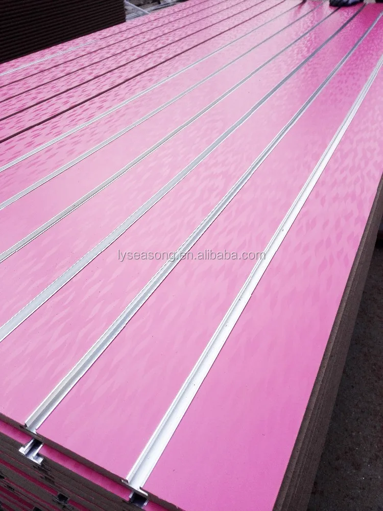 shandong linyi 1220x2440x18mm pink magic melamine slot mdf board slat wall board