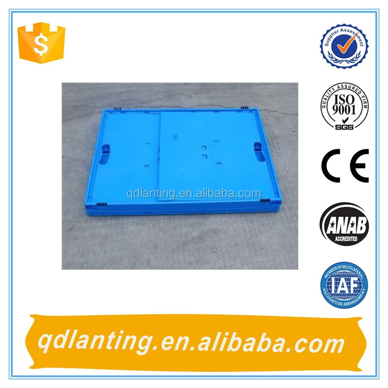 blue large light duty banana foldable container with lid or wheels