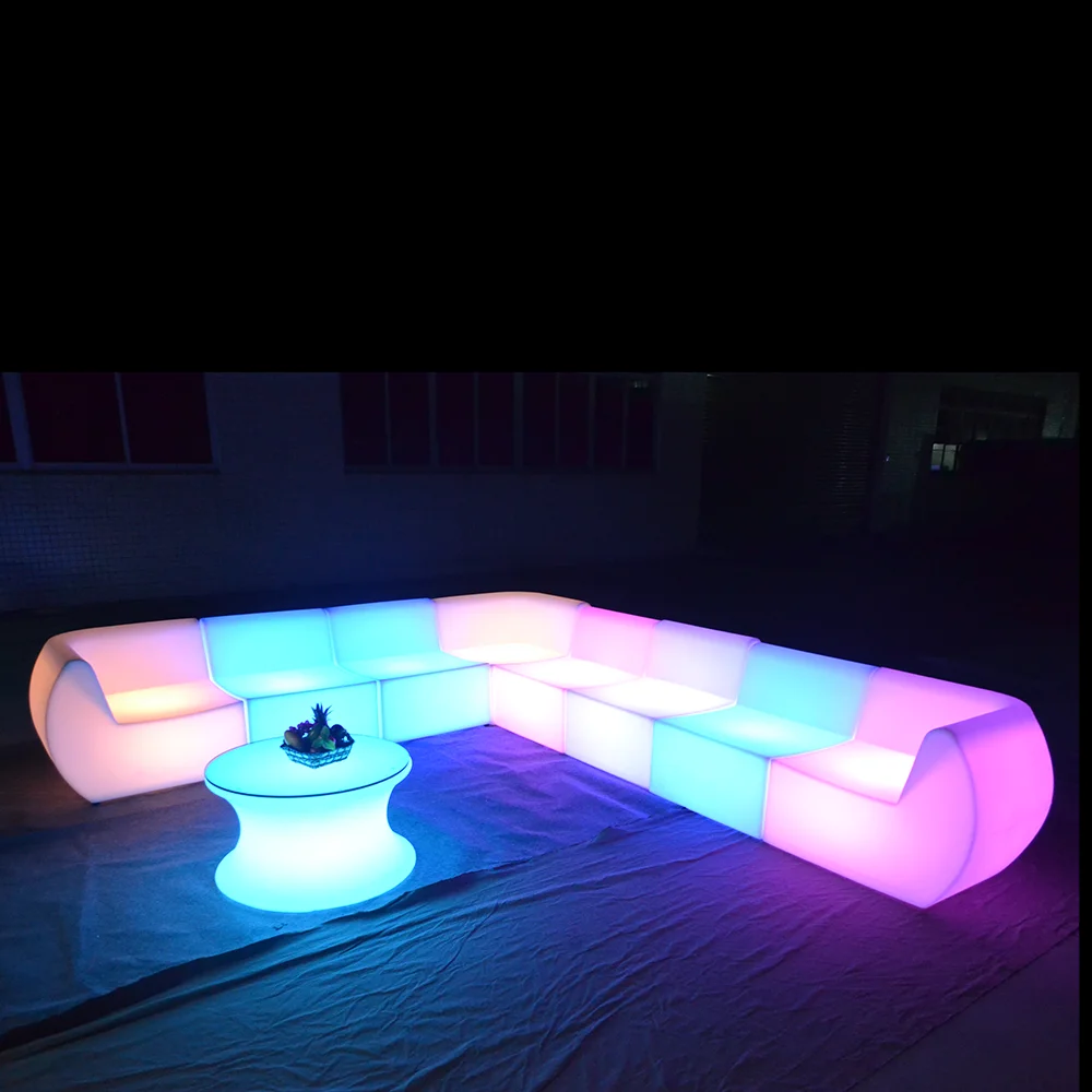 illuminated bar lounge hotel sofa chair fashionable luminous led plastic outdoor furniture with 16 colors changing