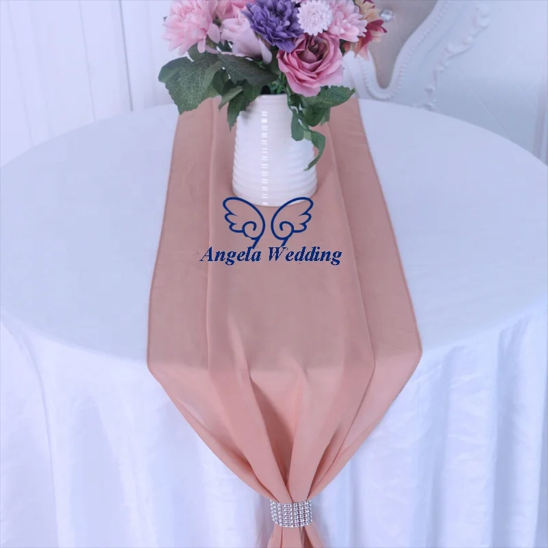 RU013G  many colors custom made good quality Gorgeous wedding soft dusty rose chiffon table runner