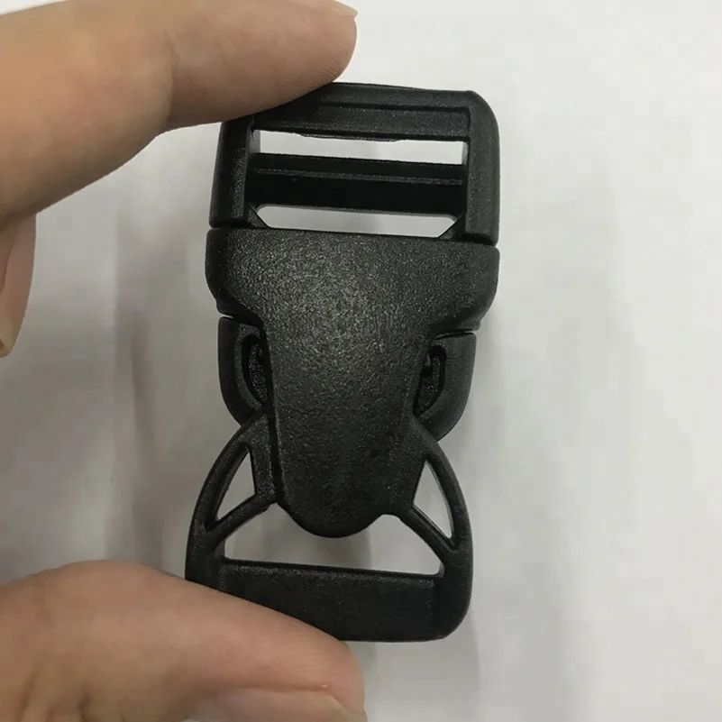 Eco-friendly plastic side release adjustable webbing buckle