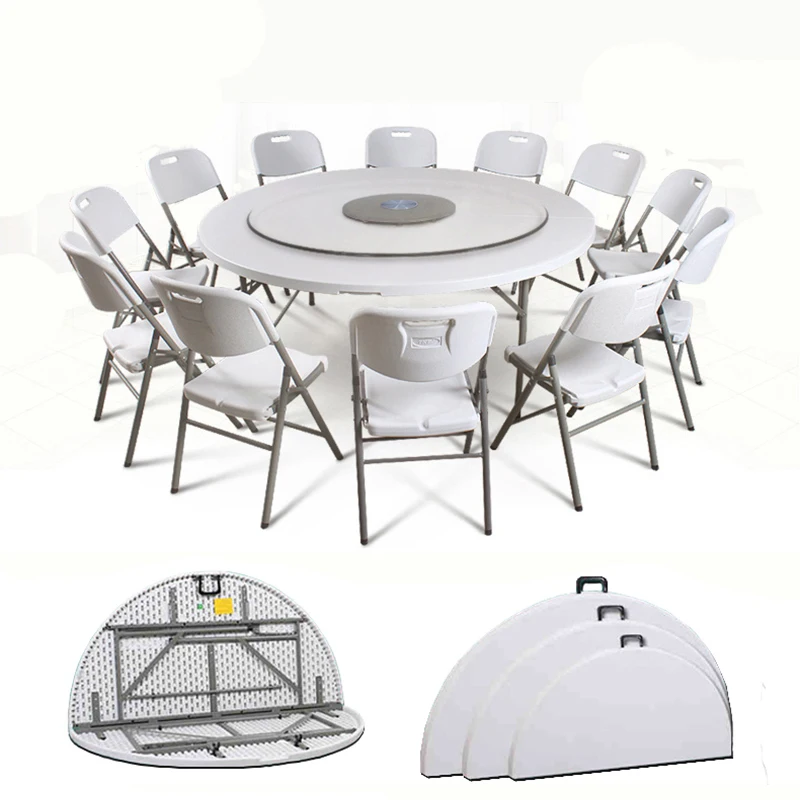 
Plastic Folding table round used for banquet outdoor wedding folding tables 6 ft table chairs 