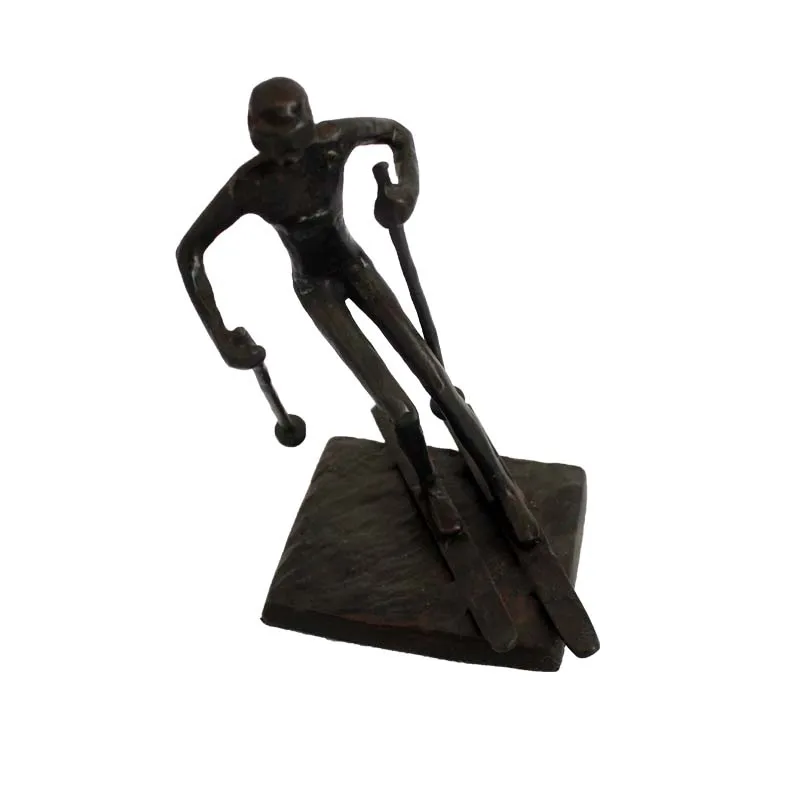 Hot sell cast iron vintage bronze sculpture Ice Skating Figure Ornaments Home Decor Business gifts home designs decorations