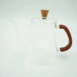 600ML  Manual Borosilicate glass pour over  coffee kettle with lid