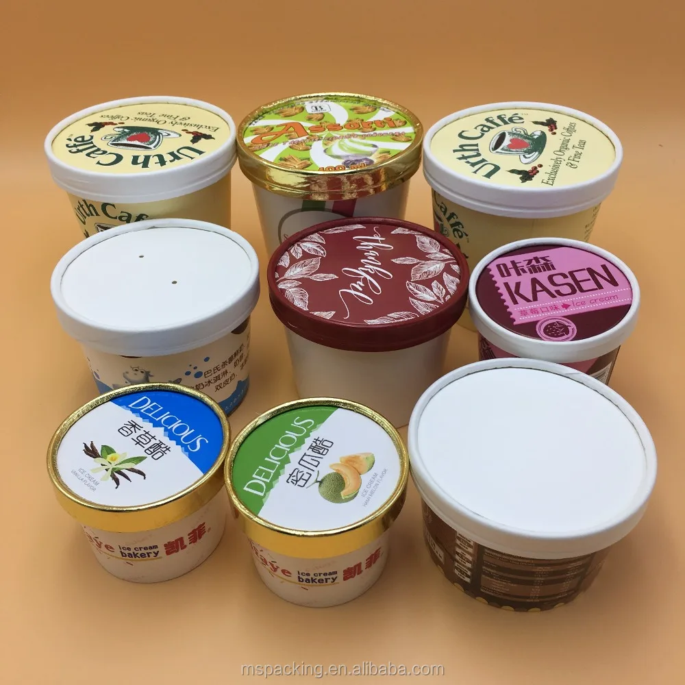 Food Grade Custom Printed  8oz 12oz 16oz Paper Frozen Yogurt Cup