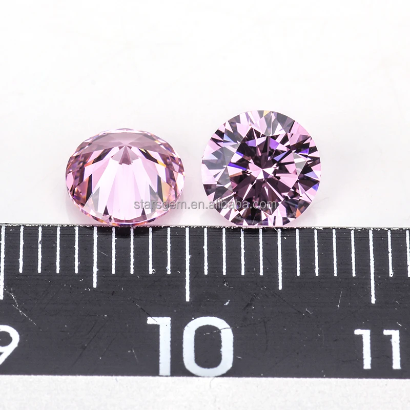 Pink color loose 4mm round signity cz loose stone
