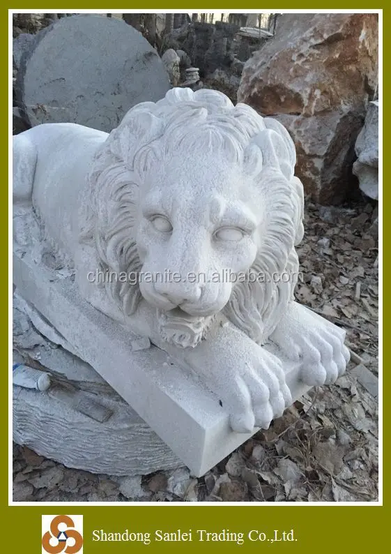 Garden decoration stone sculpture white marble lion statues