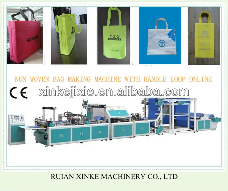XKLT-600-C Model handle loop online machinery fully automatic non-woven box bag making machine