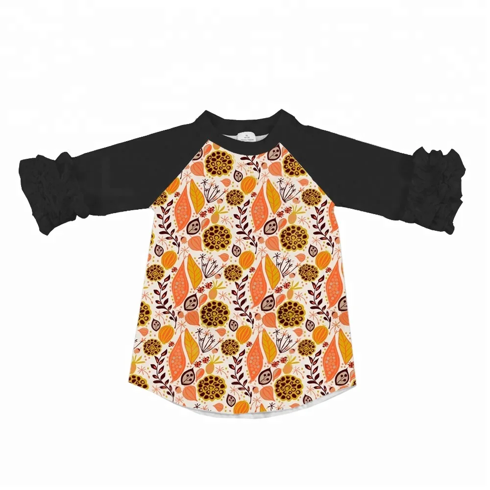 Autumn 2018 new girls dress leaf print long sleeve milk silk boutique T-shirt