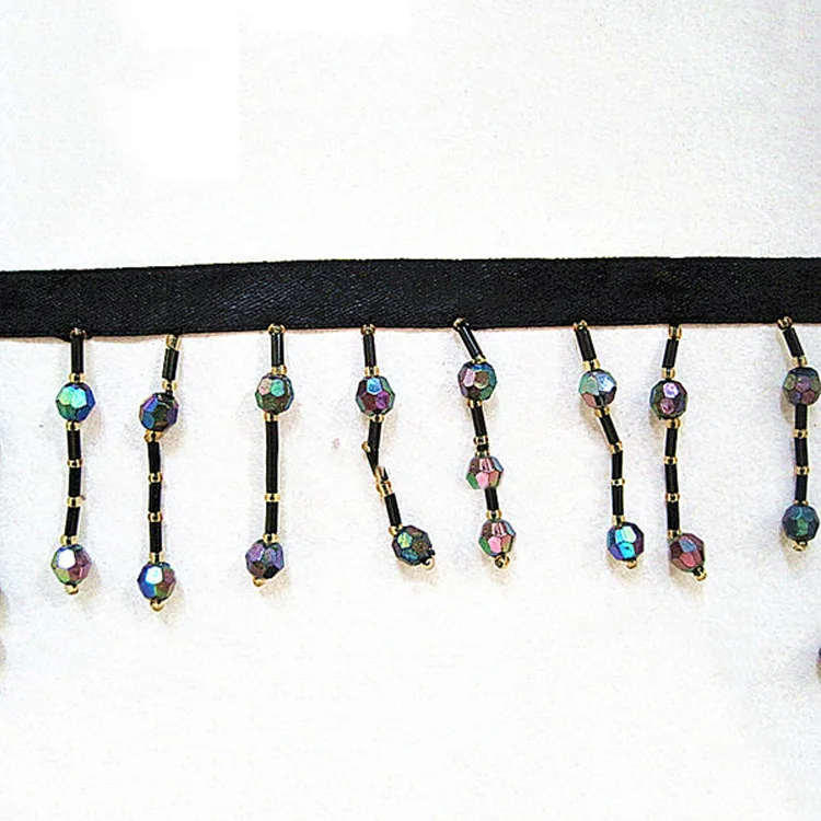 Fancy Handmade Beaded Fringe Trim for Lampshade, Curtain, Tablecloth 12cm Long Tassel Sewing Crafts Trim Curtain CN;ZHE Qianxi