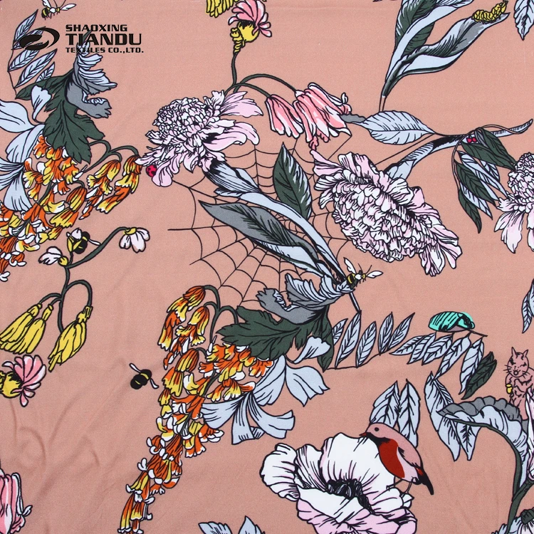 Good quality floral fancy digital printing textile fabric for dress fabric