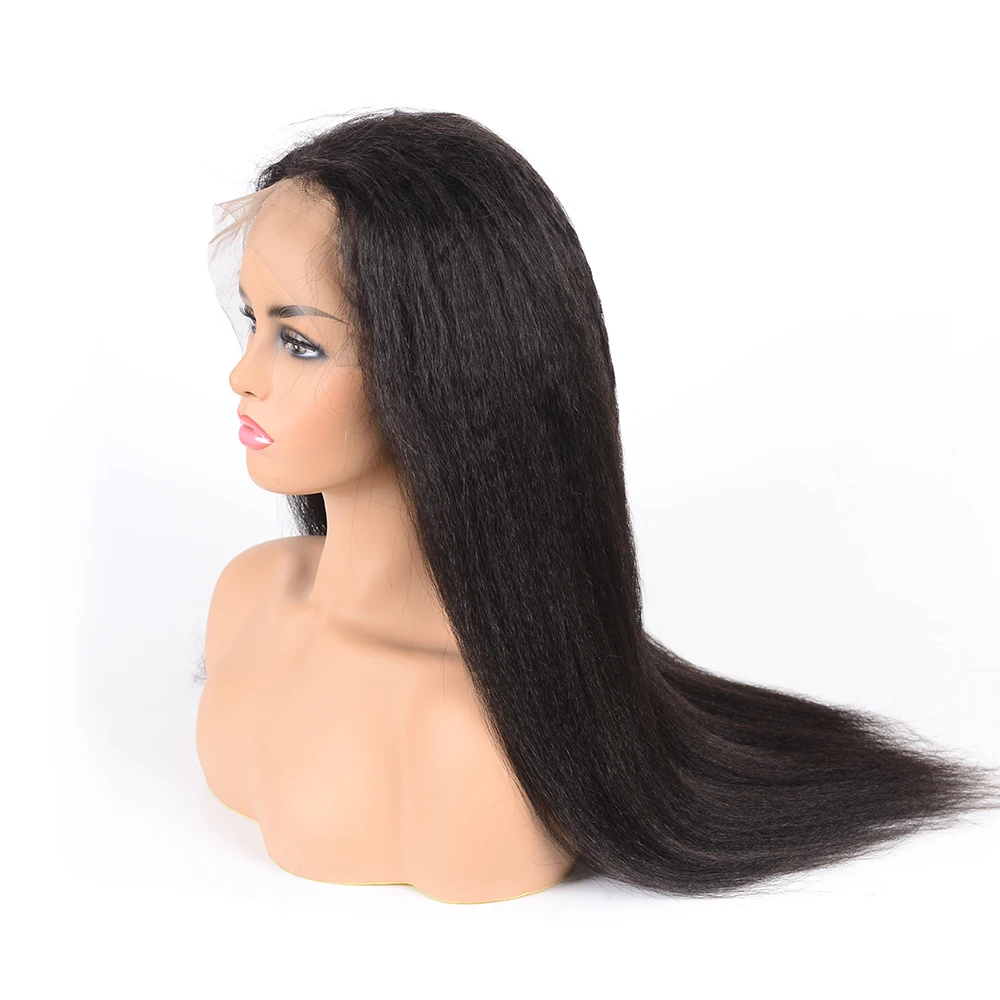 Huashuo 50% OFF Factory Wholesale Good Price Unprocessed Brazilian Mink Virgin Human Hair Kinky Straight  360 Lace Frontal Wig