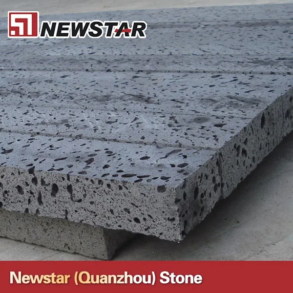 
Machine cut lava stone with big holes 