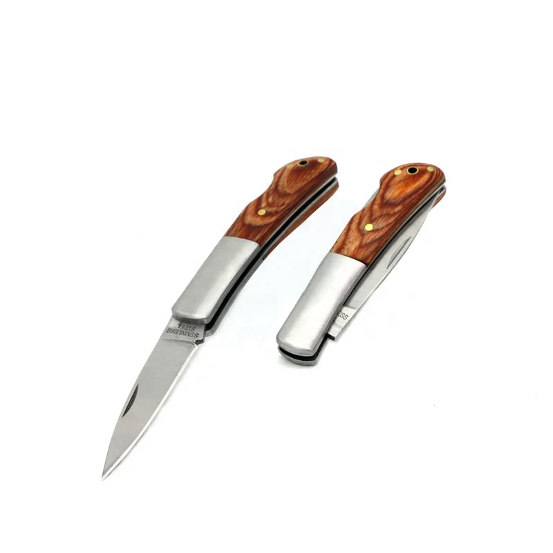 High quality stainless steel and wooden handle pocket knife folding knife camping knife