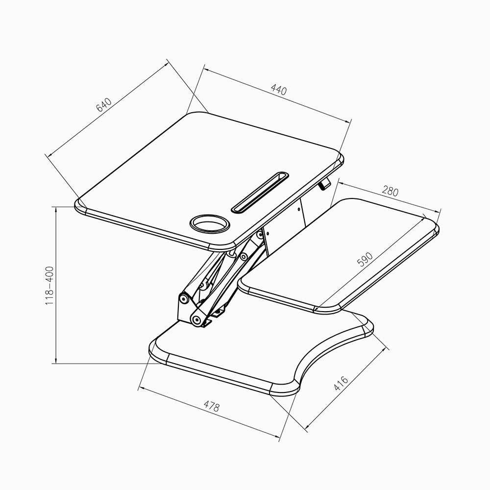 
JEO JN-SD05 Height adjustable computer/laptop sit stand desk with keyboard tray 