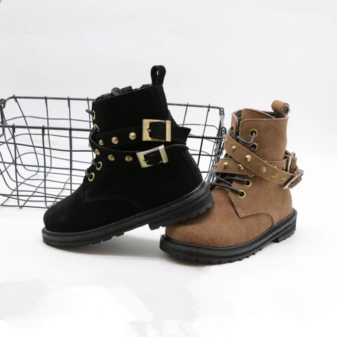 
YY10136S 2018 Autumn and winter new frosted leather shoes side zipper stylish short boots kids boots genuine leather 