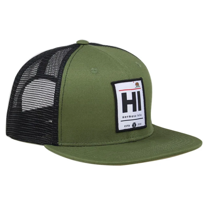 custom woven patch logo high crown snapback trucker hats wholesale