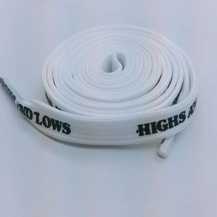 Free sample custom printed cheap flat polyester shoelaces with metal aglet
