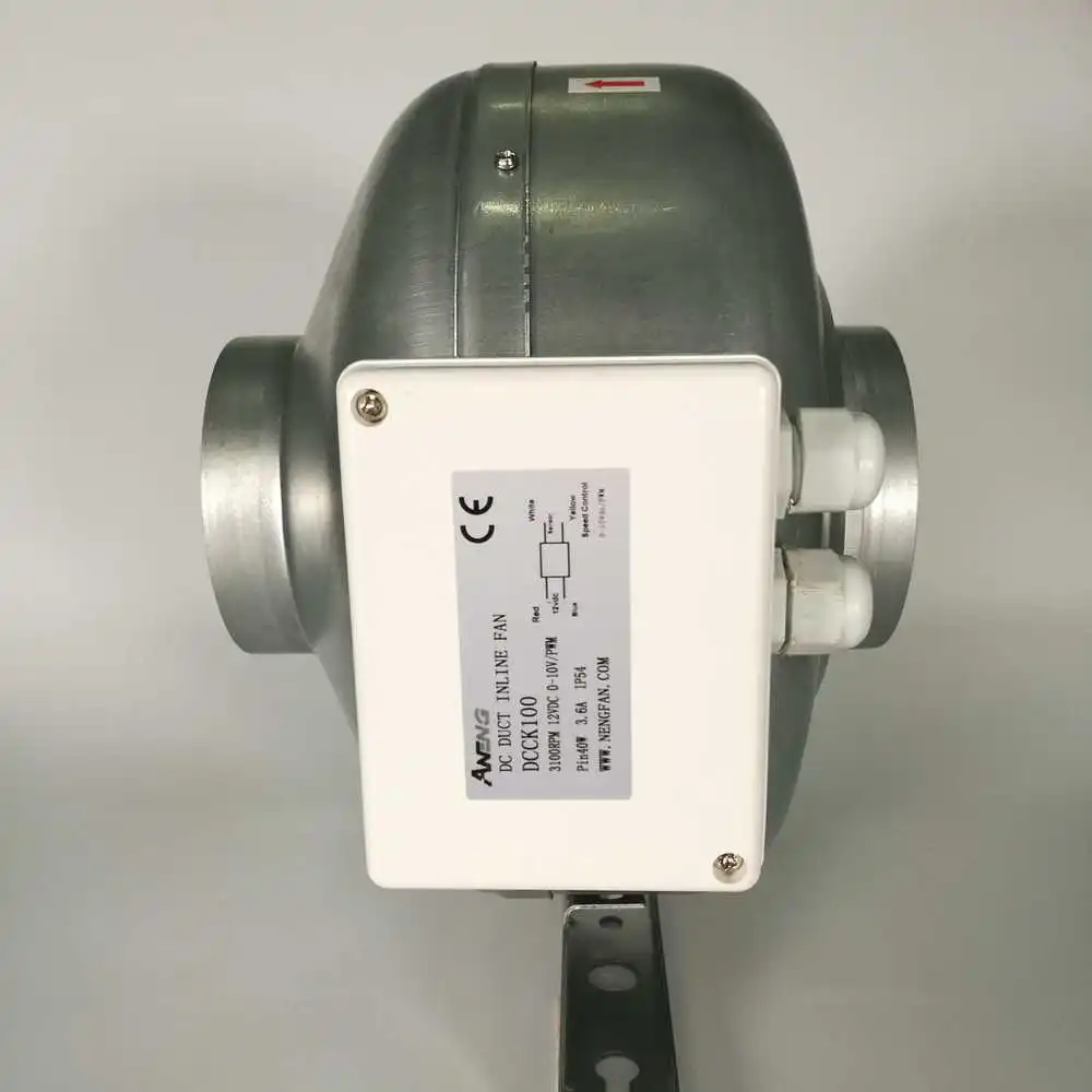 12v 24v metal 100mm inline fan for air ventilation