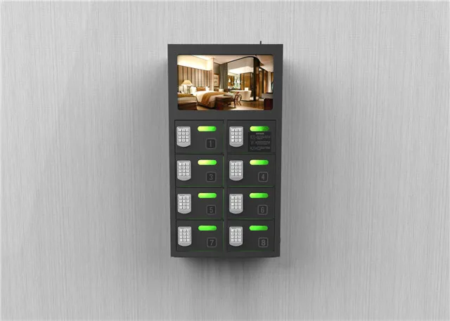 Coin Operated 8 Bay Charging Locker with LCD screen 5V 1.8A output for Samsung and iPhone X