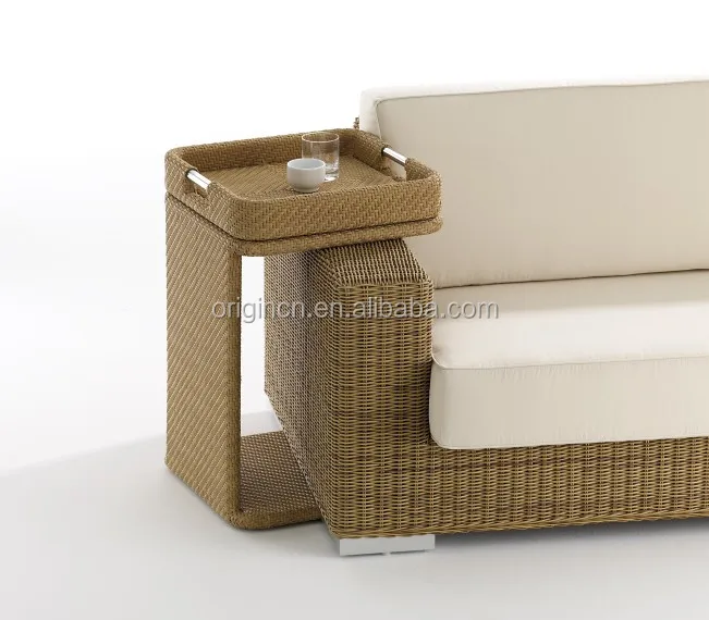 Современный Портативный U-образный секционный диван с алюминиевым каркасом для кофе и чая поднос из ротанга