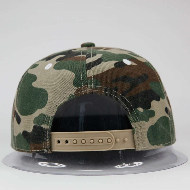Odm Chino Camouflage Flat Brim High Crown Embroidery Hats With Designs