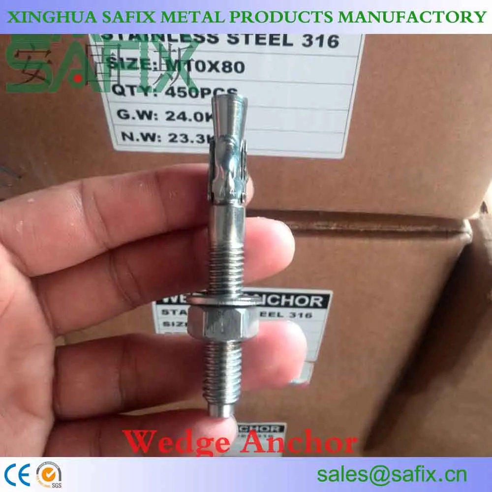 
AISI 304/A2 316L/A4 Stainless Steel Wedge Anchor/Through Bolt/Expansion Bolt 