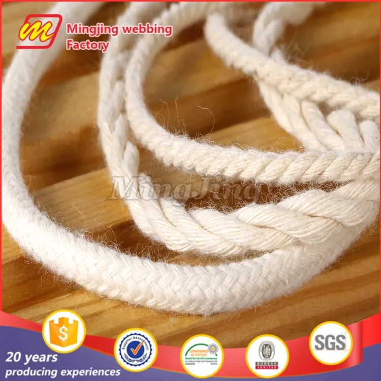 Manufacturer Direct Sell Colored  Cheap Wholesale Twisted  Organic Cotton Rope 3 Strand Soft Thick Braided Cotton Rope