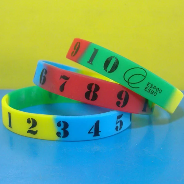 Colorful Rainbow Silicone Bracelets/7  Colors Segmented Silicone Wristbands/Rainbow Bands