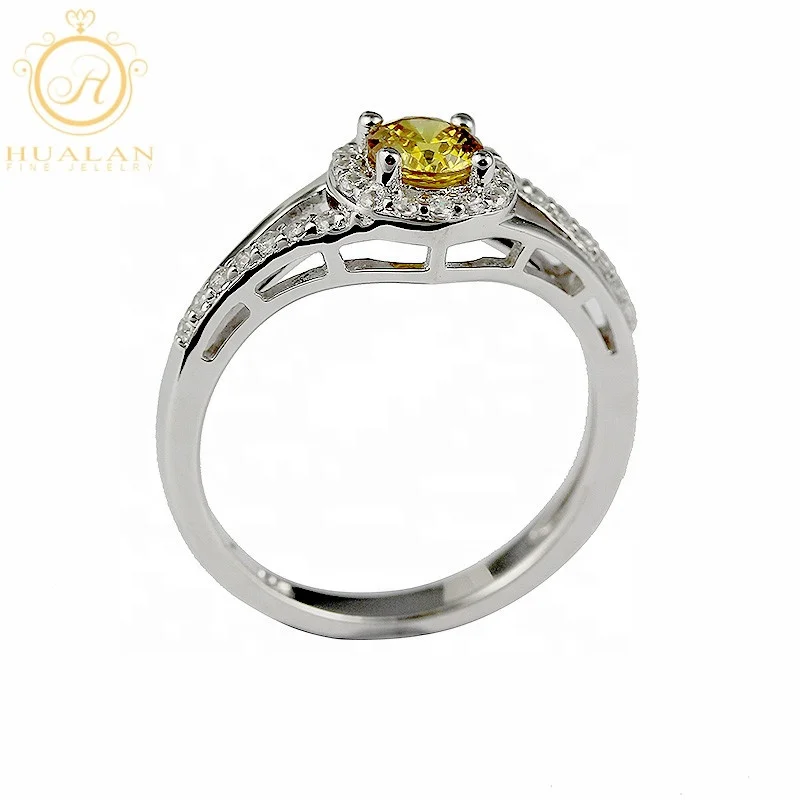 
Best Seller Jewelry White Gold Wedding Ring Diamond With Natural Citrine Gemstone 