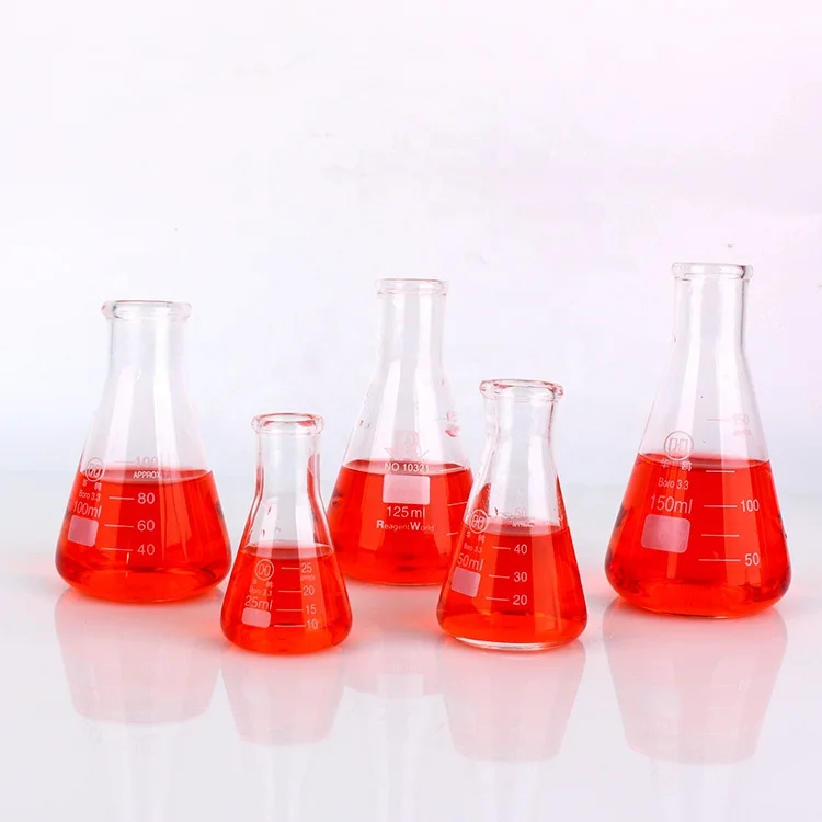 wholesale cheap heat resistant glass graduated conical beaker 5ml 200ml 500ml 1000ml